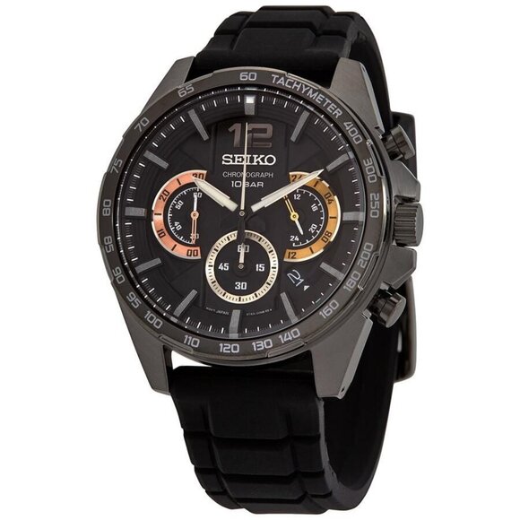 NWT Authentic Seiko Conceptual Chronograph Quartz Black Dial Men's Watch - Picture 1 of 3